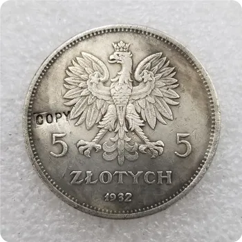 1932-ПОЛЬША-КОПИИ памятных монет номиналом 5 злотых-копии монет, медали, монеты, предметы коллекционирования