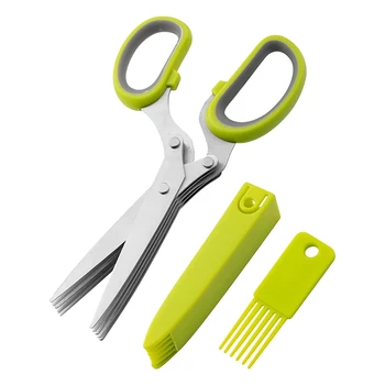 2 упаковки кухонных ножниц для салата с 5 лезвиями, тяжелые ножницы для майнинга, многослойные инструменты для резки овощей,