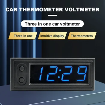 3 в 1 Автомобильный Термометр Вольтметр Высокоточные Автомобильные Температурные Часы Световой Измеритель Электрического Напряжения 12V Детали Интерьера автомобиля