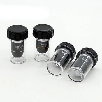 4X 10X 40X 100X Ахроматические объективы для 195 биологических микроскопов, Объективные линзы, аксессуары для микроскопов