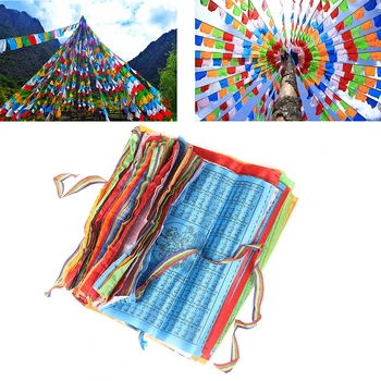 8,4 м 28 см * 25 см 1 комплект 30шт Тибетских буддийских Молитвенных Флагов 5 цветов Ткань Ремесло Полиэстер Декоративный флаг в Тибетском стиле