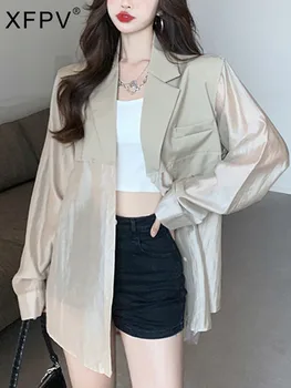 BabYoung, элегантные тонкие куртки с зубчатым карманом, женская полупрозрачная солнцезащитная одежда, пальто, женская летняя новинка 2023 года