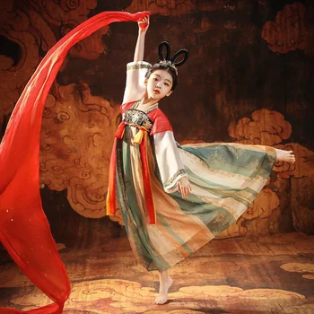Hanfu Children's Flying Girls В Китайском Стиле Супер Бессмертное Древнее Платье Для Выступлений Маленьких Девочек Династии Тан
