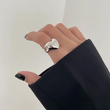 S925 Серебряное Трехмерное Женское Кольцо Love Fashion в стиле Ретро С Открытым Кольцом В стиле Хип-Хоп, Кольцо На Указательный Палец