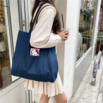 Sanrio hello kitty Cute ins Женская сумка через плечо, холщовая сумка kuromi, модная сумка-тоут, дорожная сумка для хранения