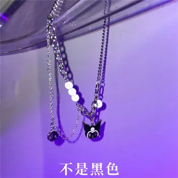 Sanrio Kuromi Браслет из титановой стали с кристаллами My Melody Кулон Ожерелье Ювелирные Изделия Ожерелье с жемчужной строчкой