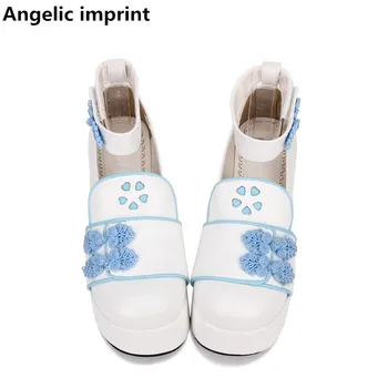 Ангельский отпечаток, женская обувь для косплея в китайском стиле mori girl, Лолита, женские туфли-лодочки на танкетке на высоком каблуке, женские модельные туфли принцессы 33-47