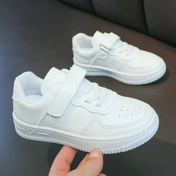 Белые туфли для мальчиков, белые туфли, новая спортивная обувь для девочек, сетчатая дышащая обувь для детей.