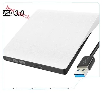 Белый внешний высокоскоростной тонкий USB 3.0 для записи DVD с оптическим приводом для любого настольного ноутбука