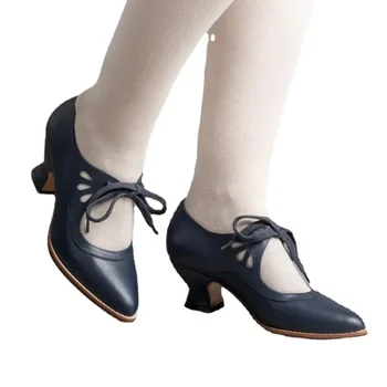 Весна 2024 года в Европе и Америке, Новые элегантные женские туфли большого размера на низком каблуке со шнуровкой, модные женские туфли-лодочки Mary Jane