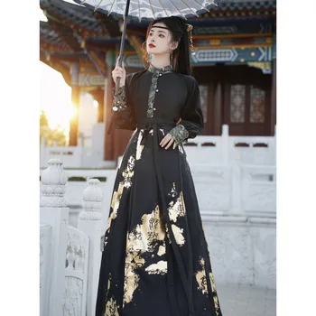 Восточное платье женщины в традиционном китайском стиле Hanfu, новый осенний костюм 