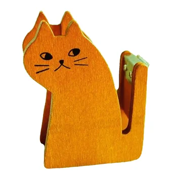 Деревянный Диспенсер ленты в форме кошки, Канцелярские Принадлежности, Резак для клейкой ленты, Уплотнительная лента, Диспенсер для основания стола, Канцелярские принадлежности