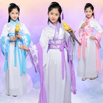 Детский костюм, платье для выступлений guzheng, костюм древнего Тана, костюм Хань, костюм маленькой девочки, косплей