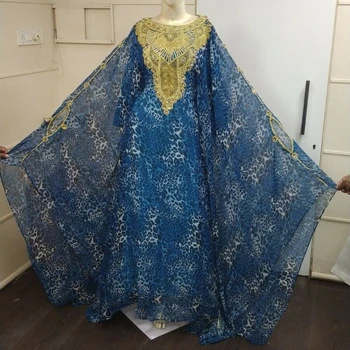 Дубайский Кафтан Марокканское платье Абайя Макси Очень модное длинное платье с круглым вырезом и бусинами-гвоздиками Caffan