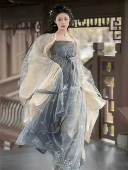 Женская Летняя юбка Tang Han Uniform, Рубашка с Большими рукавами в Античном Стиле, Сказочная юбка с Широкими рукавами до груди, Струящаяся Фея