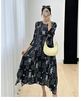 Женское платье Miyake Весна и осень 2024, новый тренд, принт, Иностранный стиль, Уменьшенный возраст, плиссированная длинная юбка