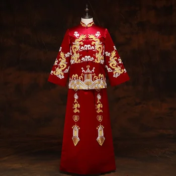 Китайские платья Свадебные Платья Жениха Пальто С Драконом И Фениксом Танский костюм Hanfu Традиционная Китайская Свадебная Мужская Одежда KK3297