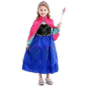 Костюмы Frozen Anna для девочек, фантастическая одежда принцессы Анны, карнавальная одежда для косплея на Хэллоуин для детей