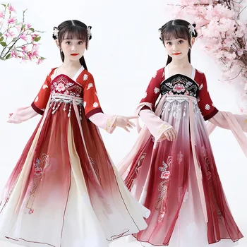 Костюмы для китайских народных танцев Hanfu Для девочек, Древний Косплей, Китайское традиционное платье, Сценические платья, Костюм для фотосъемки