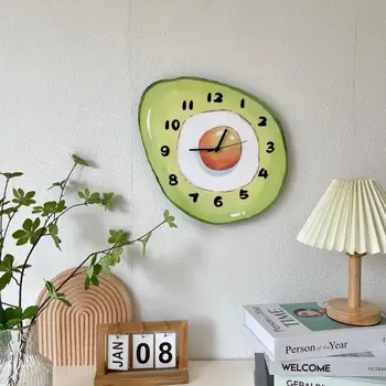Креативные мультяшные часы с фруктами и авокадо, подвесные настенные часы, гостиная, детская комната, спальня, милые декоративные настенные часы ins mute