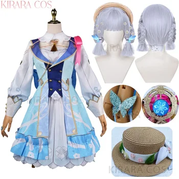Маскарадный костюм Kamisato Ayaka Skin, платье для косплея Springbloom, послание Ayaka, парик в полном комплекте со шляпой, новые костюмы Лолиты