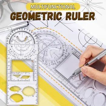 Многофункциональная Геометрическая Линейка Шаблон Геометрического Рисунка Измерительный Инструмент Для Школьных Офисных Принадлежностей Для Рисования