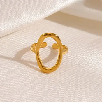 Модное простое геометрическое 18-каратное золотое открывающееся кольцо из титановой стали для женщин