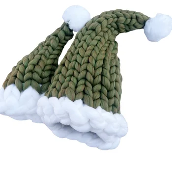 Новая утолщенная рождественская шапка ручной вязки из грубой пряжи Санта-Клауса, шапка для родителей и детей в виде елки, аксессуары для младенцев