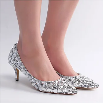 Новые женские туфли-лодочки из натуральной кожи, женские туфли-лодочки на тонком высоком каблуке с кристаллами, женские высококачественные пикантные туфли-лодочки для свадебной вечеринки