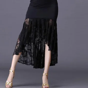 Новые сексуальные юбки для латиноамериканских танцев, женская черная кружевная юбка неправильной формы, юбка в виде рыбьего хвоста, Длинное платье для бальных танцев - Latin - Tech-spec.ru