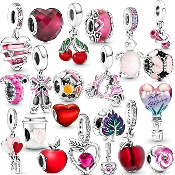 Новый 925 Стерлингового Серебра Apple Hot Air Balloon Women Heart Charm Подходит Для Оригинального Браслета Women Jewelry Gift DIY
