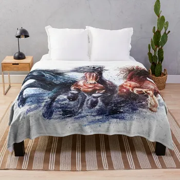 Одеяло с акварельными лошадками, одеяло для зимних мягких одеял