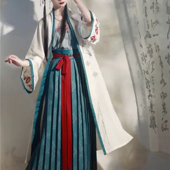 Оригинальное платье Song Han, женский кардиган, плиссированная юбка с вышивкой длиной до талии, летний костюм Hanfu Dress