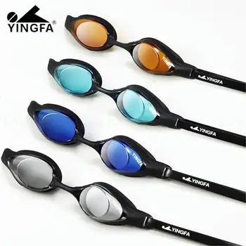 Очки для плавания YINGFA с защитой от запотевания и ультрафиолета, регулируемые очки для плавания с затычкой для носа