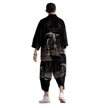 Свободная рубашка с традиционным принтом, японский Кардиган, женское и Мужское кимоно Харадзюку, Топы, блузка, одежда Юката, Большие размеры 6XL 5XL 4XL