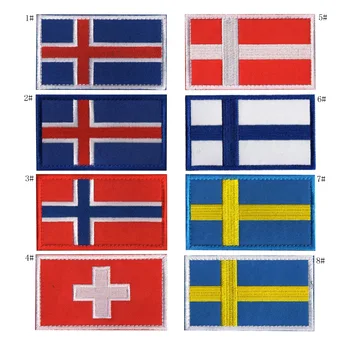 Северная Европа Исландия Норвегия Швеция Дания Финляндия Швейцария Нашивки с флагами 5 * 8 см, Сумки для одежды, Шляпы, значки, Военная нашивка