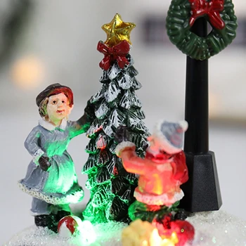 Сцена Рождественской деревни, Рождественская деревня с движением и светом, миниатюрная лампа со светлым рождественским украшением, Миниатюрная Чара
