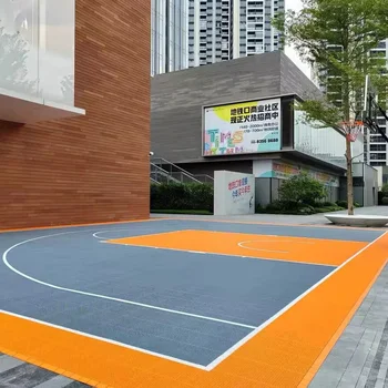 Удобная уличная противоскользящая площадка на заднем дворе, сделанная своими руками, баскетбольная площадка с блокировкой, напольная плитка для домашнего использования, мультиспортивная площадка.