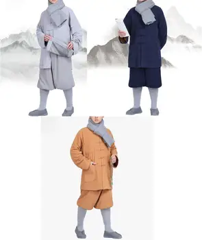 унисекс, зимние теплые костюмы из высококачественного хлопка и льна буддийских монахов Шаолинь, костюмы для кунг-фу, одежда для медитации дзен-лай, униформа будды