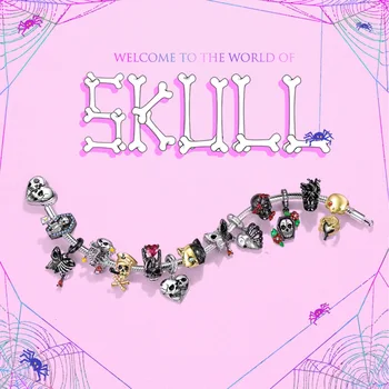 Ювелирные изделия из стерлингового серебра 925 Пробы, подвески-шармы с черепом и скелетом для женщин, Панк-пиратское колье, Мексиканский подарок на Хэллоуин