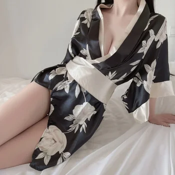 Японское кимоно, женская сексуальная форма для косплея, мягкий шелковый пояс с бантом, костюмы в традиционном стиле, пижамы в перспективе